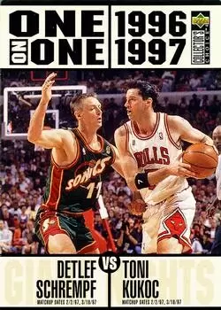 1996-97 Upper D.E.C.K -  NBA Basketball Collector\'s Choice - Detlef Schrempt vs Toni Kukoc