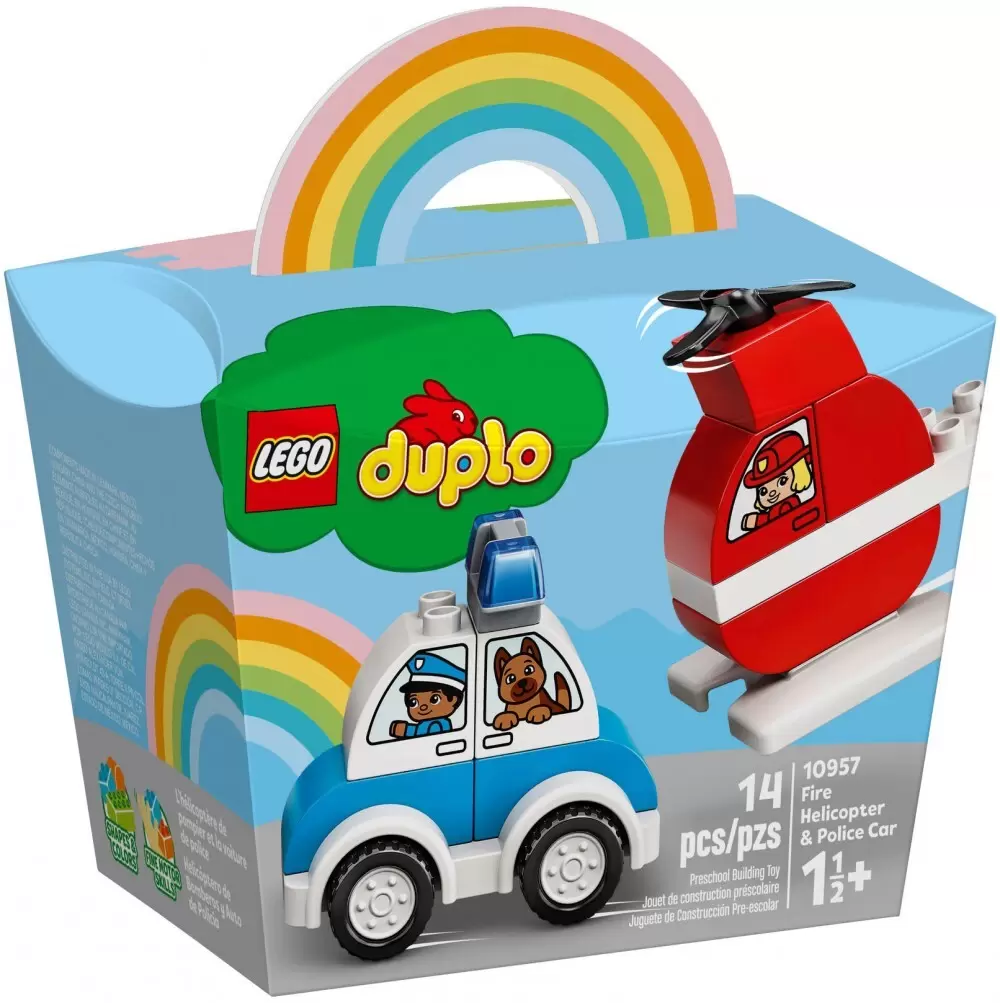 LEGO Duplo - L\'hélicoptère des pompiers et la voiture de police