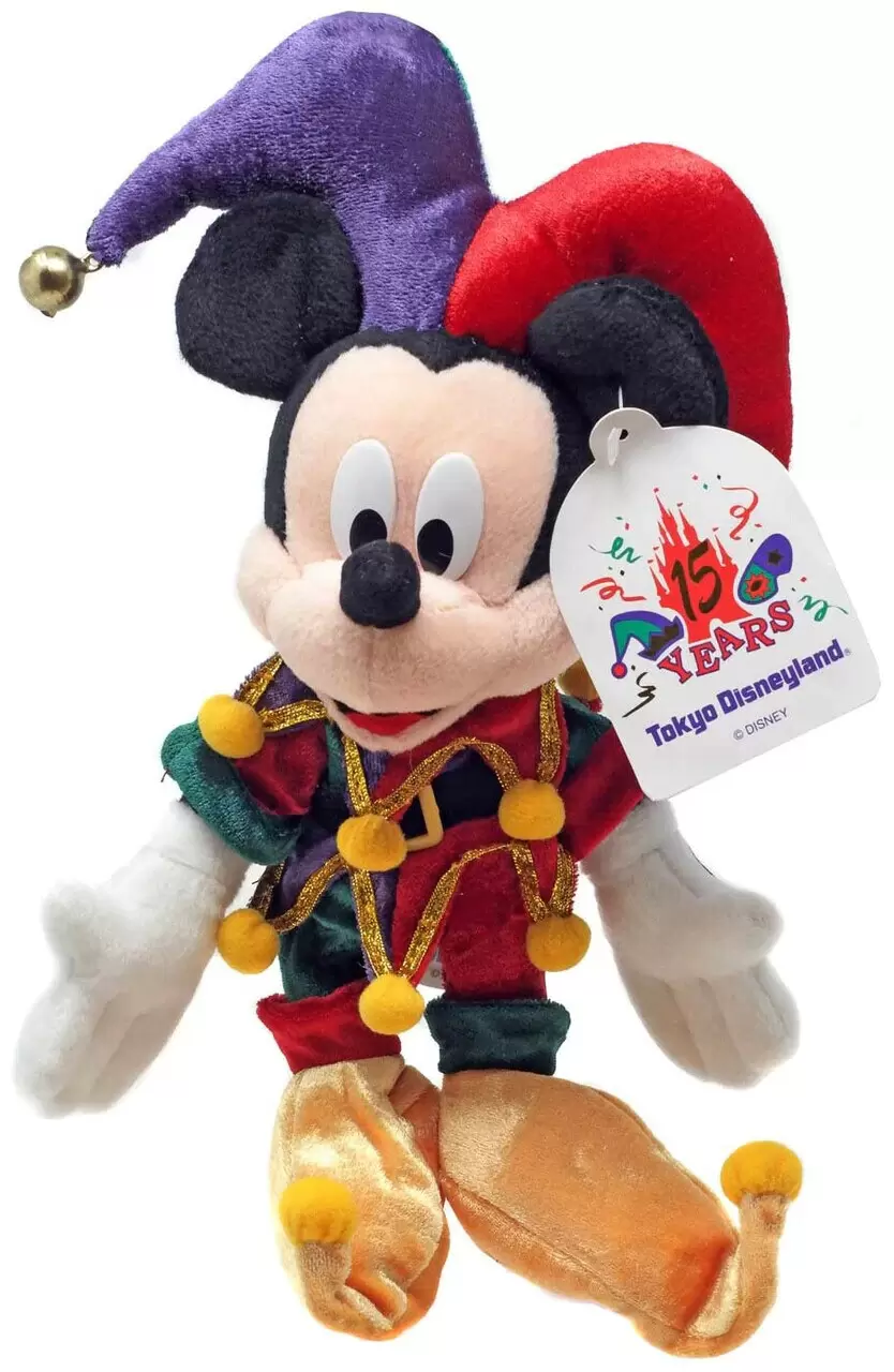 Walt Disney Plush - Mickey And Friends - Tokyo Disneyland 15th Anniversary Jester Mickey