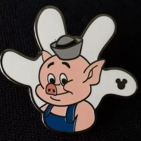 Disney Pins Open Edition - 2013 Hidden Mickey - White Glove Silhouette - Practical Pig