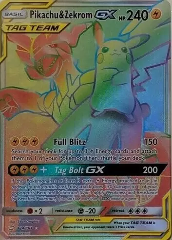 Unofficial Artist Made Pikachu & Zekrom-gx 184/181 Rainbow 