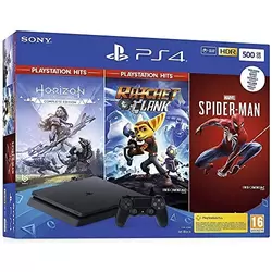 Pack PS4 500 Go noire + Marvel's Spiderman + Horizon Zero Dawn + Ratchet & Clank Hits