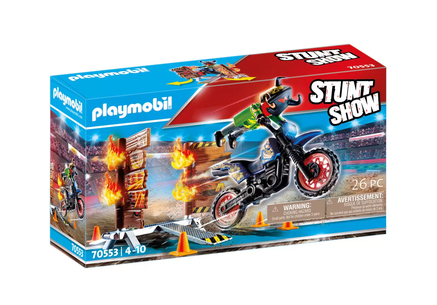 Playmobil Stuntshow - Pilote moto et mur de feu