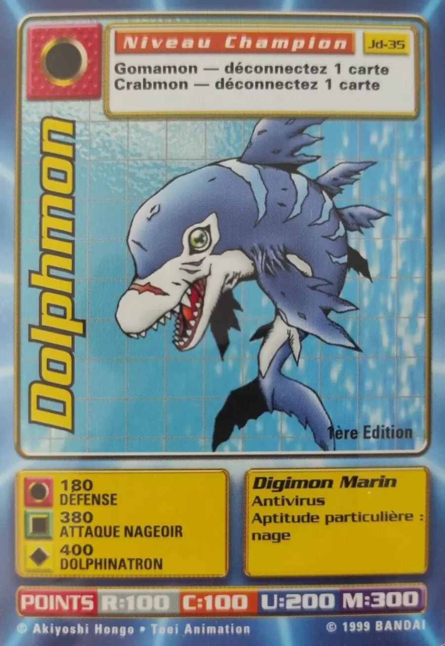 Carte Digimon JD - Dolphmon 1ère Edition