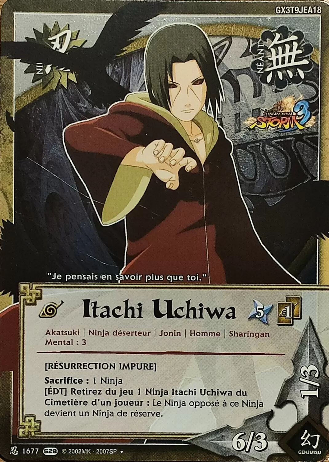 Cartes Naruto Série 28 - Itachi Uchiwa