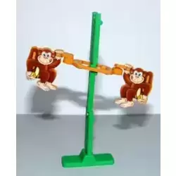 Two monkeys descending a ladder