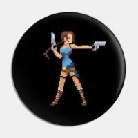 Teepublic - Lara Croft 8-Bit Button