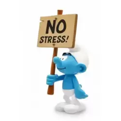Schtroumpf avec pancarte : No Stress