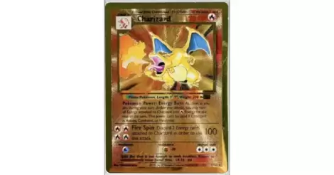 Card Metal Dourada Charizard Dx Colecionador Pokémon - Escorrega o