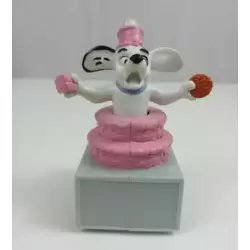 Dalmatian pink birthday cake on a gray vehicle
