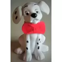 Dalmatian Wearing red plush bow tie