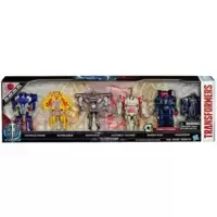 Optimus Prime, Bbumblebee, Grimlock, Autobot Hound, Barricade, Megatron