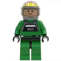 Rebel Pilot A-wing - Light Nougat Head, Trans-Black Visor, Green Jumpsuit