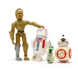 C-3PO, R5-D4, BB-8 and D-O