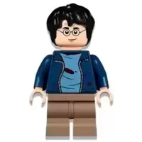 Harry Potter, Dark Blue Open Jacket with Tears and Blood Stains, Dark Tan Medium Legs