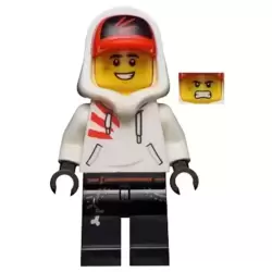 Jack Davids - White Hoodie with Cap and Hood (Large Smile with Teeth / Angry)
