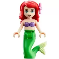 Ariel, Mermaid - Medium Lavender Shell Bra Top, Bright Green Tail, Medium Azure Eyes, Bright Pink Flower
