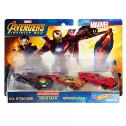 Infinity Wars - Dr. Strange + Transforming Armor Iron Man + Spider-Man
