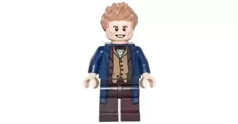 Newt Scamander Dark Blue Trench Coat Dark Tan Vest Lego