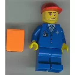 Airport - Blue 3 Button Jacket & Tie, Red Cap, Blue Legs, Orange Vest