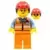 Airport Luggage Handler, Female, Red Helmet with Ponytail, Orange Reflective Uniform