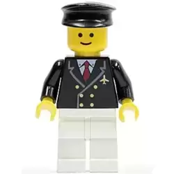 Airport - Pilot with Red Tie and 6 Buttons, White Legs, Black Hat, Standard Grin