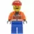 Construction Worker - Orange Zipper, Safety Stripes, Orange Arms, Blue Legs, Red Construction Helmet, Stubble