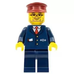 Dark Blue Suit with Train Logo, Dark Blue Legs, Dark Red Hat - Conductor