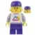 Lego City Minifigures - Electric Scooter Rider - White Shirt with Mountains, Dark Purple Medium Legs, Freckles, Dark Purple Helmet, Bright Light Yellow Hair
