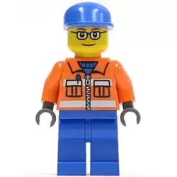 Ground Crew - Orange Zipper, Safety Stripes, Orange Arms, Blue Legs, Blue Cap, Glasses