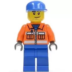 Ground Crew - Orange Zipper, Safety Stripes, Orange Arms, Blue Legs, Blue Cap, Smirk and Stubble Beard