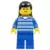 Horizontal Lines Blue - Blue Arms - Blue Legs, Black Male Hair, Brown Backpack