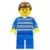 Lego Train Minifigures - Horizontal Lines Blue - Blue Arms - Blue Legs, Brown Male Hair
