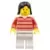 Horizontal Lines Red - Red Arms - White Legs, Black Female Hair