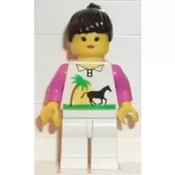 Horse and Palm - White Legs, Black Ponytail Hair