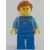 Lego City Minifigures - Janitor - Female, Medium Blue Shirt and Blue Overalls, Blue Legs, Dark Orange Hair