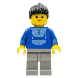 Jogging Suit, Light Gray Legs, Black Ponytail Hair