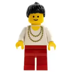 Necklace Gold - Red Legs, Black Ponytail Hair