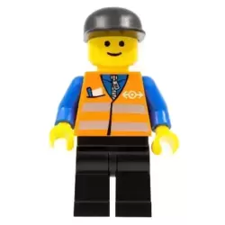 Orange Vest with Safety Stripes - Black Legs, Black Cap