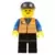 Lego Train Minifigures - Orange Vest with Safety Stripes - Black Legs, Black Cap