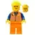 Orange Vest with Safety Stripes - Orange Legs, Yellow Construction Helmet, Female Dual Sided Head