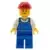 Overalls Blue over V-Neck Shirt, Blue Legs, Red Construction Helmet