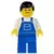 Overalls Blue with Pocket, Blue Legs, Black Male Hair