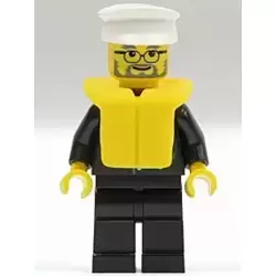 Police - City Suit with Blue Tie and Badge, Black Legs, White Hat, Life Jacket