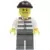 Police - Jail Prisoner 50380 Prison Stripes, Dark Bluish Gray Legs, Black Knit Cap, Gold Tooth