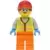 Lego City Minifigures - Reach Stacker Driver - Female, Neon Yellow Safety Vest, Orange Legs, Red Cap with Reddish Brown Ponytail