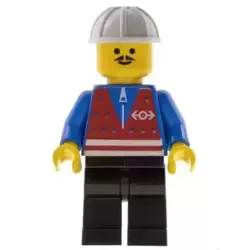 Red Vest and Zipper - Black Legs, White Construction Helmet