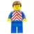 Lego Train Minifigures - Red & White Stripes - Blue Legs, Brown Male Hair