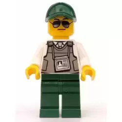 Security Officer - Dark Green Legs, Dark Green Cap with Hole, Sunglasses