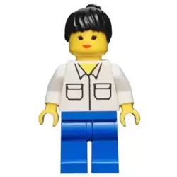 Shirt with 2 Pockets, Blue Legs, Black Ponytail Hair